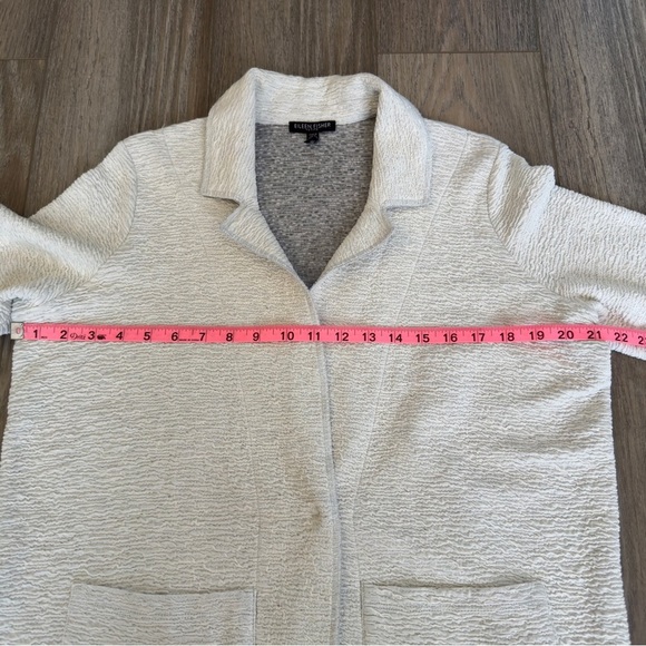 Eileen Fisher Knit Organic Cotton Blazer Stone Gray Women’s size Large Petite - Picture 12 of 13